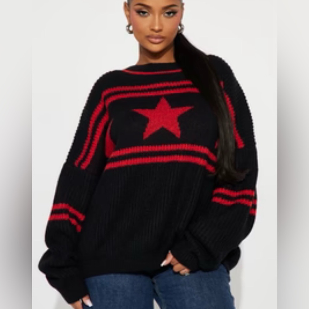 Black and Red Star Sweater